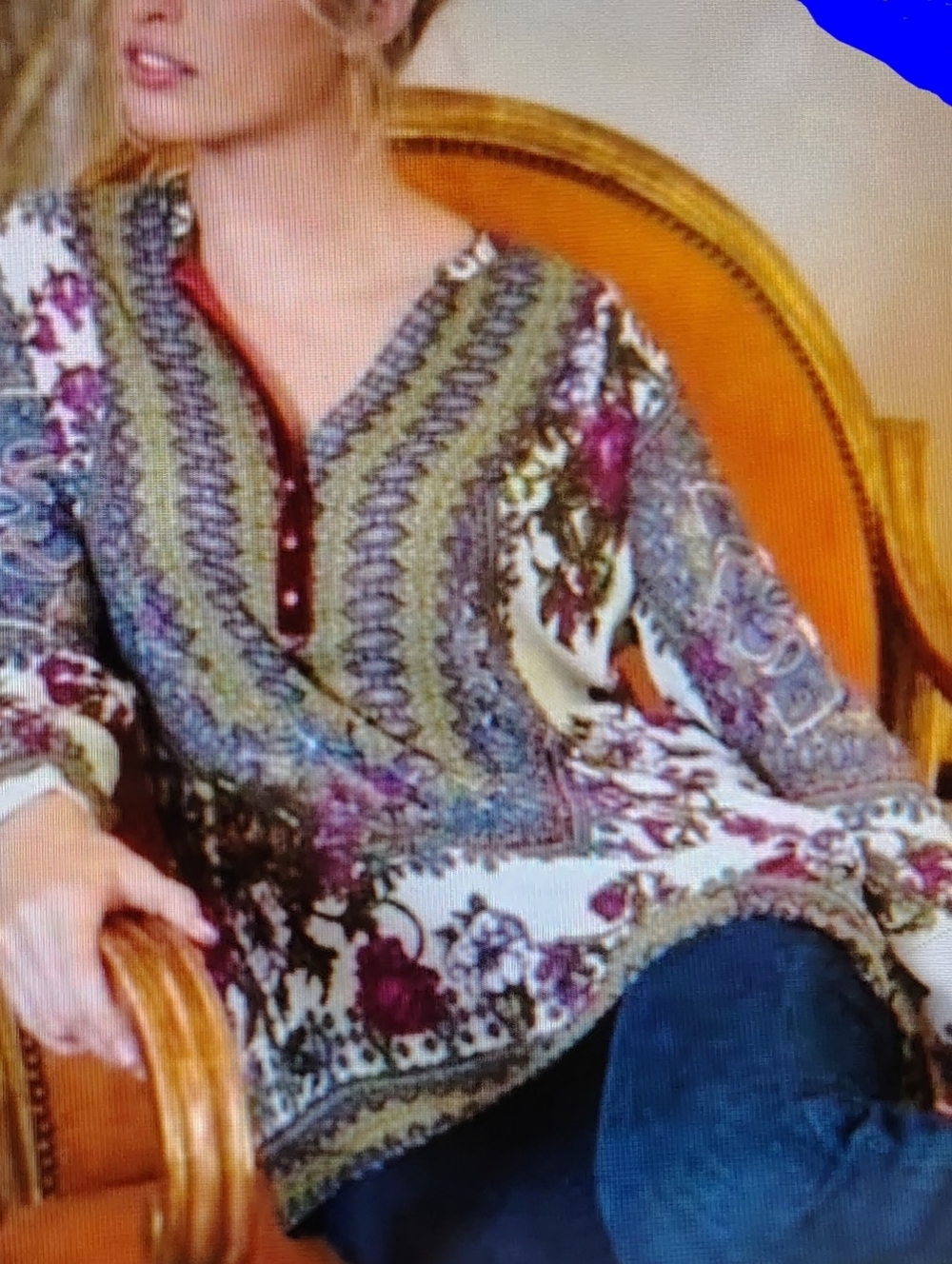 Earthy Bohemian Mix Print Tunic Top by Colleen Lopez Sz M